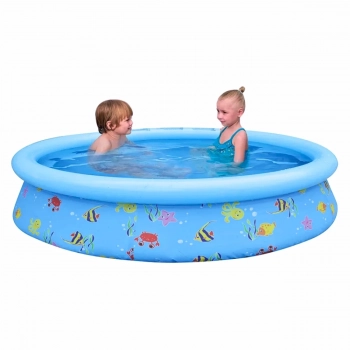 Kit Piscina Infantil 1000 L Inflvel Estampada + Boia de Brao Azul