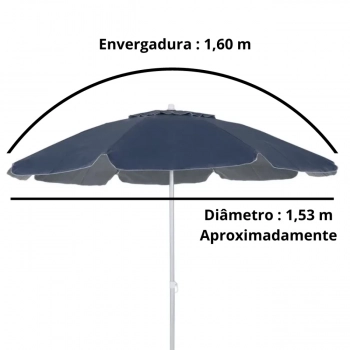 Kit Praia Guarda Sol 1,60 M Azul Escuro Bagum Alumnio + Base Preta 22 Kg