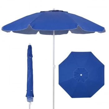 Kit Praia Guarda Sol 1,60 M Azul Royal Bagum Alumnio + Base Branca 22 Kg