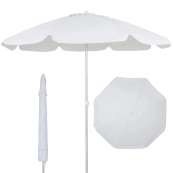 Kit Guarda Sol Praia Branco 1,60 M + Base Branca 18 L + Cadeira Retro