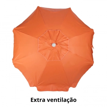 Kit Guarda Sol Praia Laranja 1,60 M + Base Branca 18 L / 22 Kg