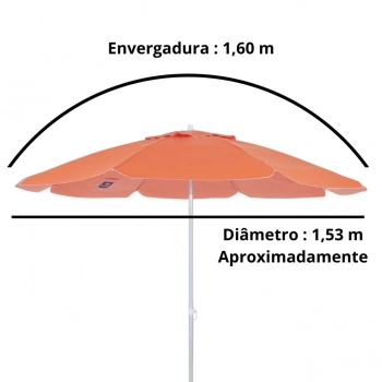 Kit Guarda Sol Praia Laranja Bagum 1,60 M + Duas Cadeiras Alumnio