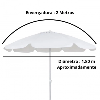 Kit Branco Guarda Sol 2 Metros Bagum e Alumnio + Base 22 Kg