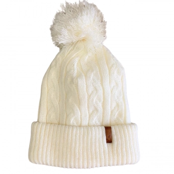 Touca Gorro Bariloche com Pompom Bege Claro Off White Conquista