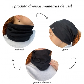 Gorro Multiuso de Inverno Neblina Fleece Preta