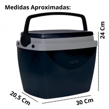 Kit Caixa Termica Pequena Cooler 6 L Preto + Cadeira Azul Infantil Parques / Lanches