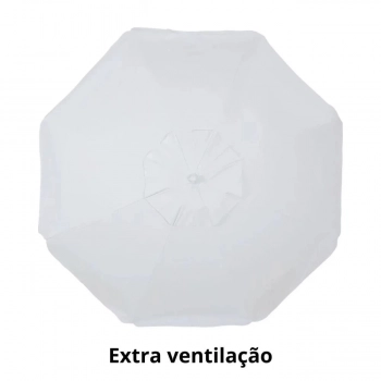 Kit Guarda Sol 2 Metros Branco Bagum + Luminaria de 24 Leds Preta Jardim e Area Externa