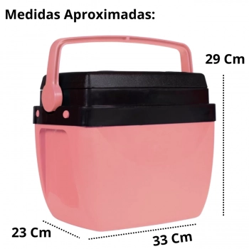 Kit Caixa Termica Rosa Pssego 12 L + Cadeira de Praia 6 Posies Rosa Summer