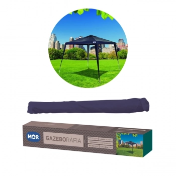 Kit Tenda Gazebo Praia 3 M X 2,40 M Encaixe em Rfia Azul Mor + 2 Paredes Laterais Brancas