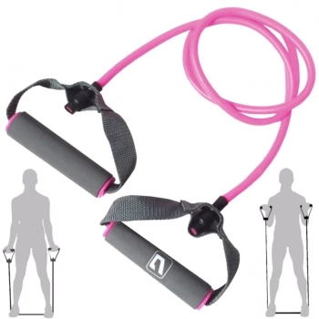 Kit Colchonete Eva Rosa 1,73 Metros + Extensor Elstico Tenso Leve Rosa para Exerccios / Pilates