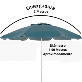 Guarda Sol 2 Metros Verde Musgo em Bagum Haste em Alumnio Praia e Piscina