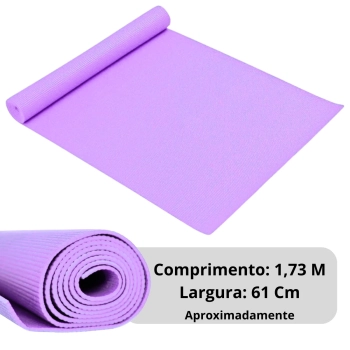 Kit Colchonete Lilas 1,73 M + Bloco de Apoio para Yoga + Bola Pilates Donut Exerccios Yoga