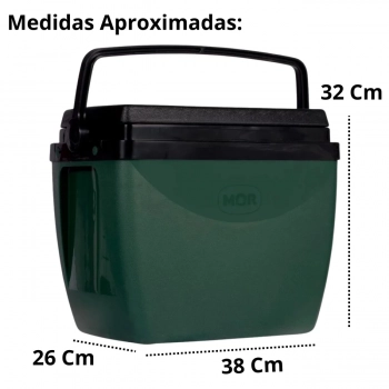 Caixa Trmica 18 Litros Verde e Preta Cooler com Ala Mor para Camping e Praia