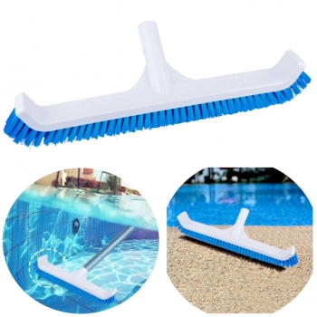 Kit Escova Curva 44 Cm + Clorador Flutuante Roseta + 2 Pastilhas 3 em 1 para Piscina Fibra e Alvenaria