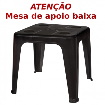 Mesa de Apoio Plstica Multiuso com Porta-copos Preta