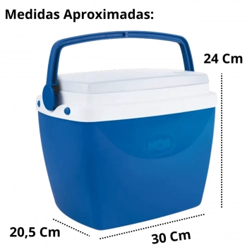 Kit Caixa Termica Azul Pequena 6 L Mor + 2 Blocos de Gelo Reutilizveis 12 Cm X 7 Cm para Lanches e Bebidas