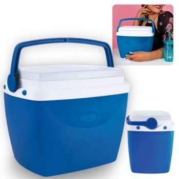 Kit Cadeira de Praia Aluminio Alta + Caixa Termica Azul Pequena 6 L para Passeios Ao Ar Livre