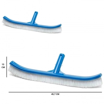 Kit Escova Curva 45,7 Cm + Mangueira 32mm de 6m + Sulfato de Alumnio Decantador Piscinas Fibra/ Alvenaria