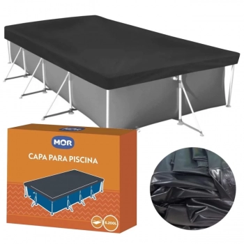 Piscina Retangular 6200l + Capa + Clorador Flutuante + Peneira + Pastilha de Cloro