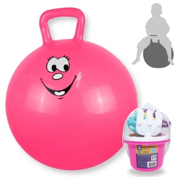 Kit Bola Pula Pula 60 Cm Rosa com Ala + Baldinho de Praia / Brinquedo de Praia com 8 Peas Rosa