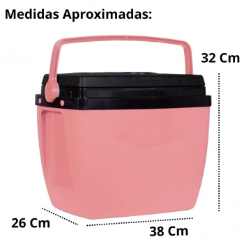 Kit Cadeira de Praia 4 Posies Alumnio + Caixa Trmica 18 Lts Rosa Pssego para Camping e Praia