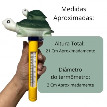 Kit Piscina Termmetro de Tartaruga + Mini Clorador Flutuante + 50 Mini Pastilhas de Cloro 2g Bioclor