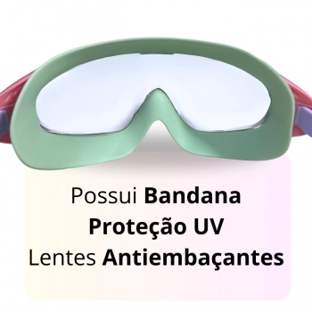 culos de Natao com Bandana Proteo Uv/ Antiembaante Rosa e Verde Mergulho Piscina Master Mor