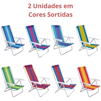 Kit Guarda Sol 2,40m Laranja Articulado + 2 Cadeiras de Praia Piscina 4 Posies Alumnio