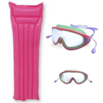 Kit culos de Natao Proteo Uv/ Antiembaante Rosa + Boia Colcho Inflvel 1,83 M X 69 Cm