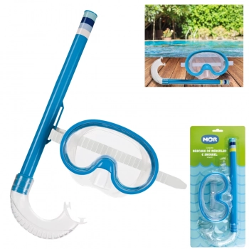 Conjunto Mscara de Mergulho e Snorkel Infantil Azul