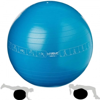 Bola Pilates Suia 65 Cm com Ilustrao de Exerccios Cor Azul