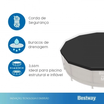 Kit para Piscina Estrutural 3,66 Mts Bestway + Forro 3,70m X 3,70m (armao No Inclusa)