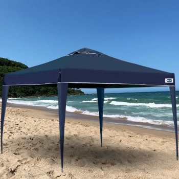 Kit Tenda Gazebo Azul Base e Topo 3x3 M + 2 Paredes Brancas