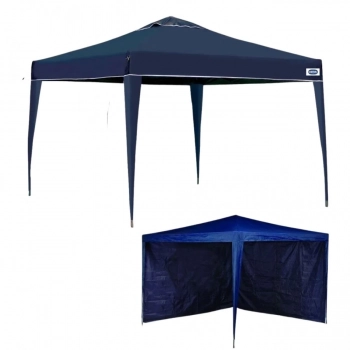 Kit Tenda Gazebo Base e Topo 3x3 M + 2 Paredes Sem Janela Azul