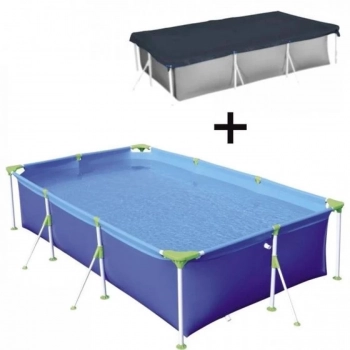 Kit Piscina Retangular 3700 L Premium + Capa para Proteo Mor